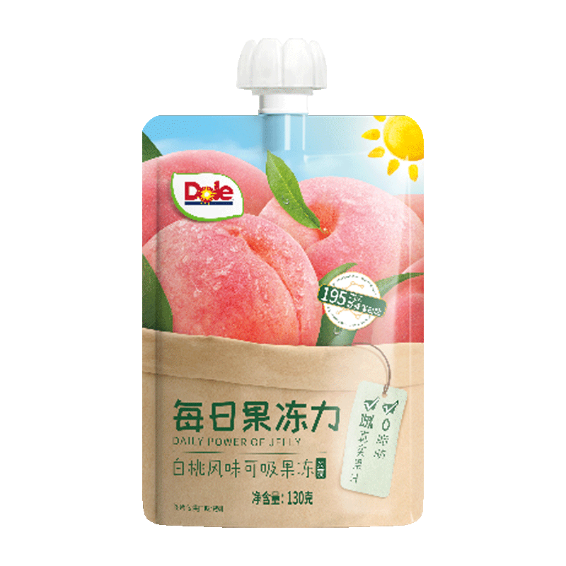 都乐（DOLE）每日果冻力白桃风味果冻130g *3袋 0脂肪可吸果冻 儿童休闲零食  白桃味130g3袋