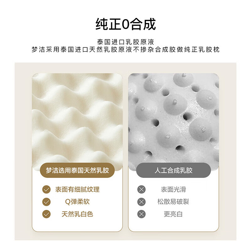 梦洁家纺 90%乳胶枕 泰国进口天然乳胶枕芯 成人颈椎枕头芯 一对装 90%泰国进口乳胶枕-9/11cm 一对