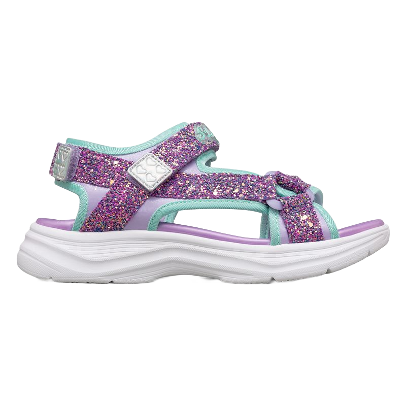 Skechers斯凯奇女童包头凉鞋夏季童鞋儿童公主鞋婴儿魔术贴闪灯鞋302965L 薰衣草色/LAV28.5