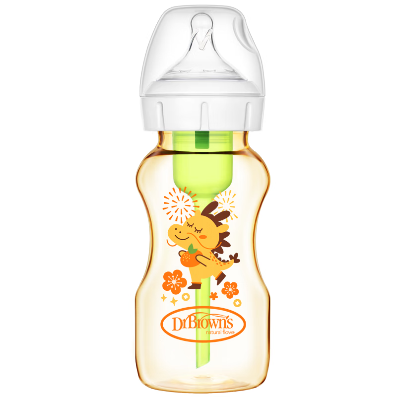 布朗博士PPSU奶瓶 6-9月宝宝断奶 防胀气防呛 防摔宽口径奶瓶270ml 金龙