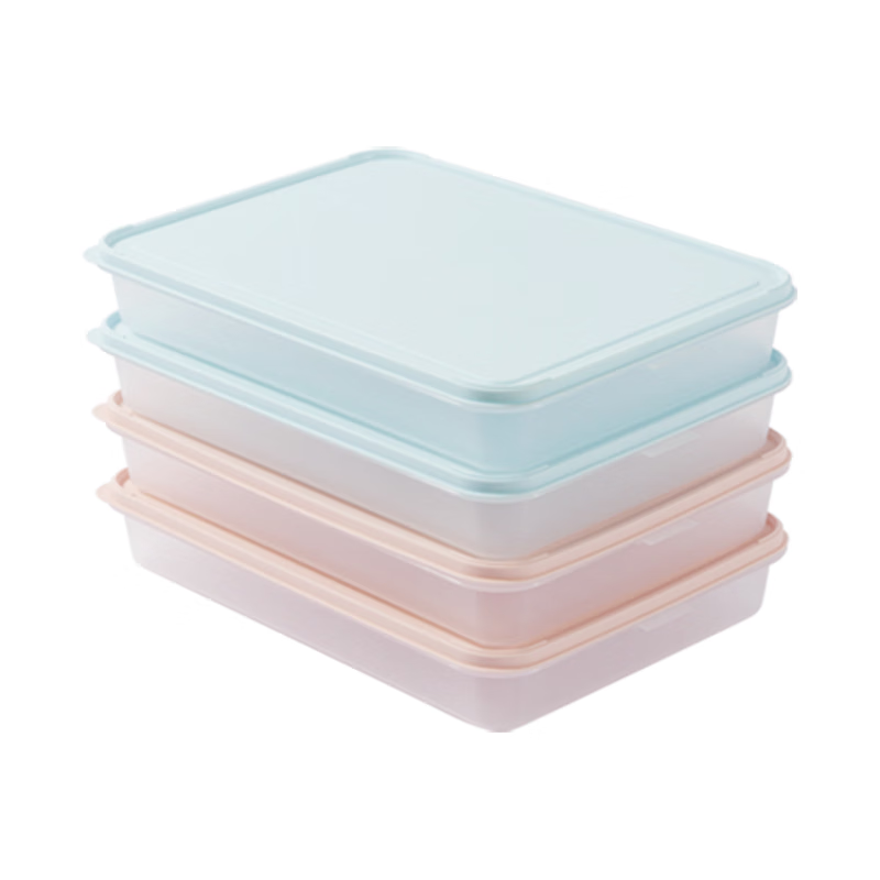 京东京造 饺子冰箱收纳盒 食品接触级包水饺馄饨冷冻收纳盒 （四层四盖） 【加大加厚】四层四盖