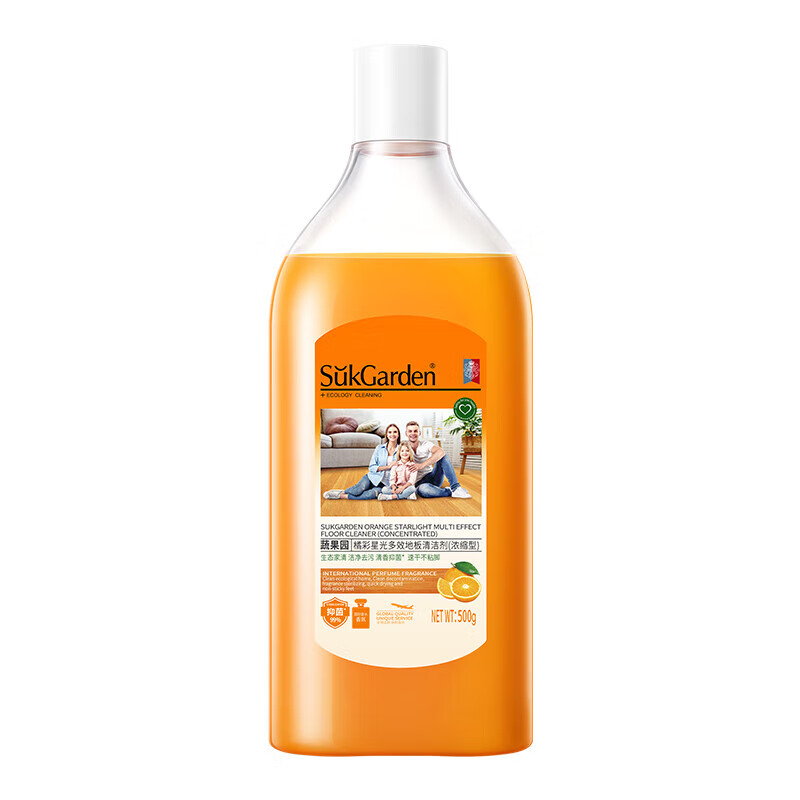 蔬果园多效地板清洁剂强力去污清香抑菌清洁剂 500ml1瓶橘彩星光 