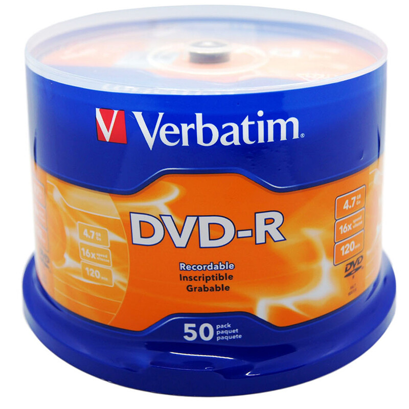 威宝（Verbatim）DVD-R 光盘/刻录盘 16速4.7GB 雾银素面  桶装50片 空白光盘 台产 97176 DVD-R 50片桶装