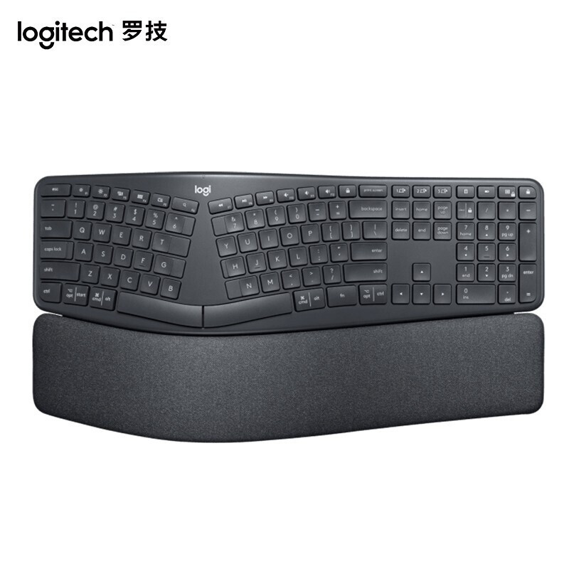 罗技（Logitech）ERGO K860 无线蓝牙键盘 多操作系统键盘 人体工学分体式键盘 多设备匹配办公键盘 黑色