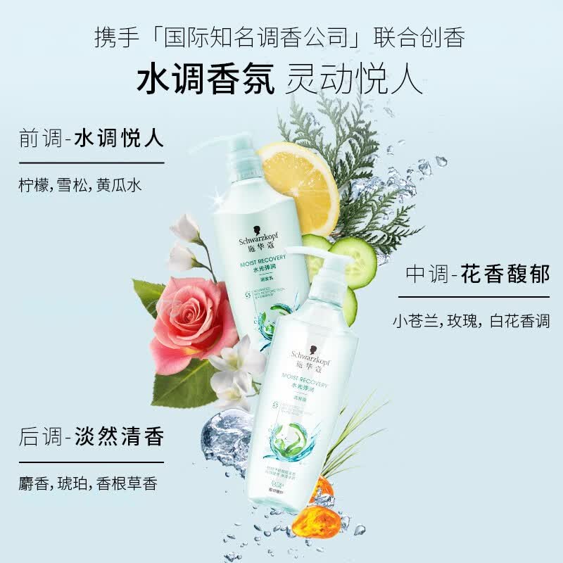 施华蔻（Schwarzkopf）水光弹润洗发露600ml(玻尿酸洗发水 改善毛躁 柔顺温和持久留香)