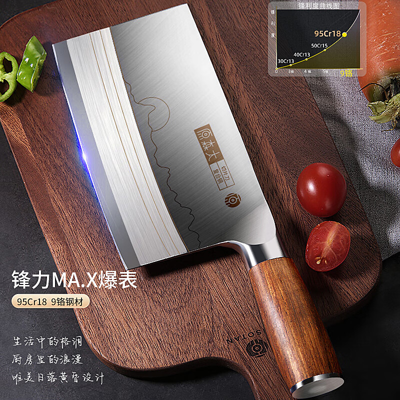 原森太菜刀家用厨房厨师专用切菜刀切片切肉刀锋利斩切两用刀具 切片刀【日落美景轻奢生活】