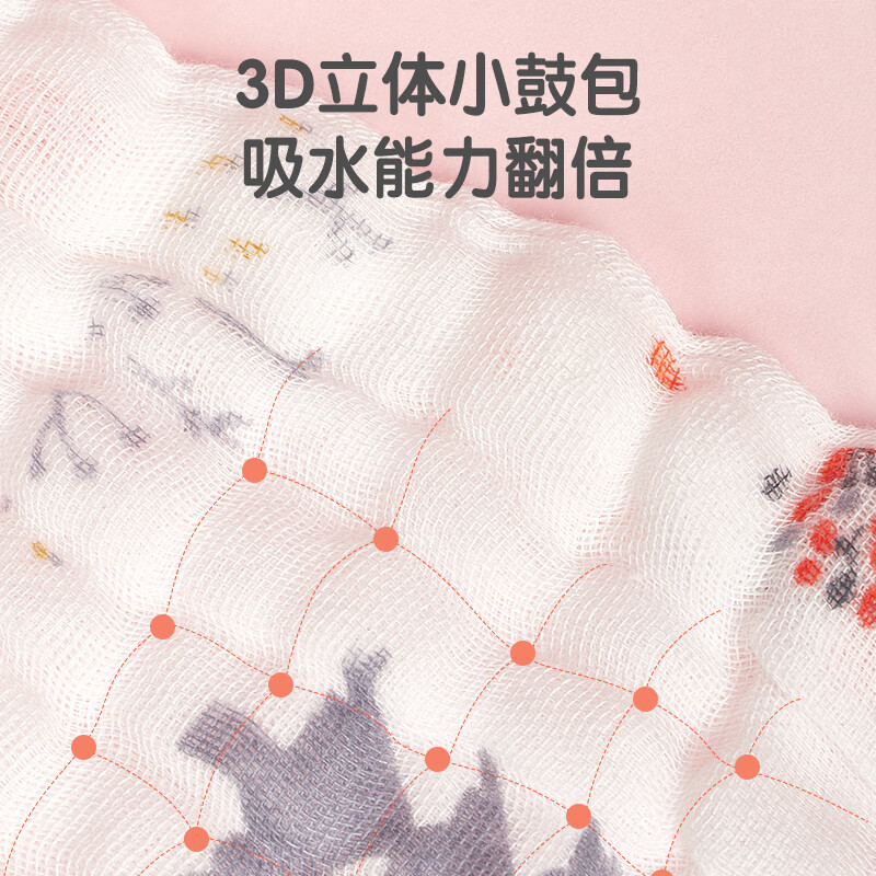 安可新  婴儿浴巾 新生儿纱布浴巾6层棉纱儿童浴巾 105*105cm 狐狸款