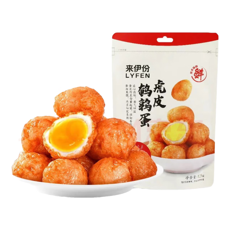 来伊份来伊份 虎皮鹌鹑蛋125g休闲零食小吃卤蛋卤味熟食 独立小包装 虎皮鹌鹑蛋125g甜辣味