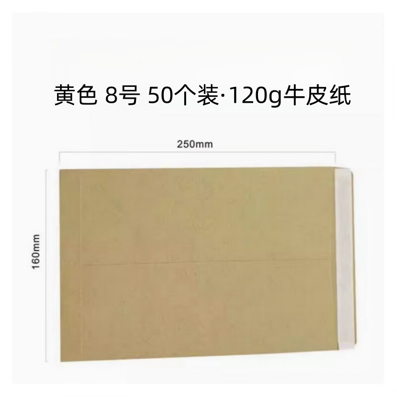 融银之汇（RYZH）空白牛皮纸中式信封带自粘胶文件票据A4信封袋 8号 50个/包   250*160mm  