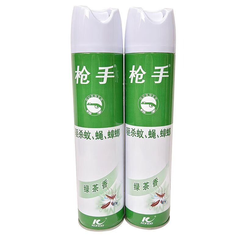 枪手 杀虫气雾剂绿茶香600ML*2瓶 长效防蚊虫 成分安心 