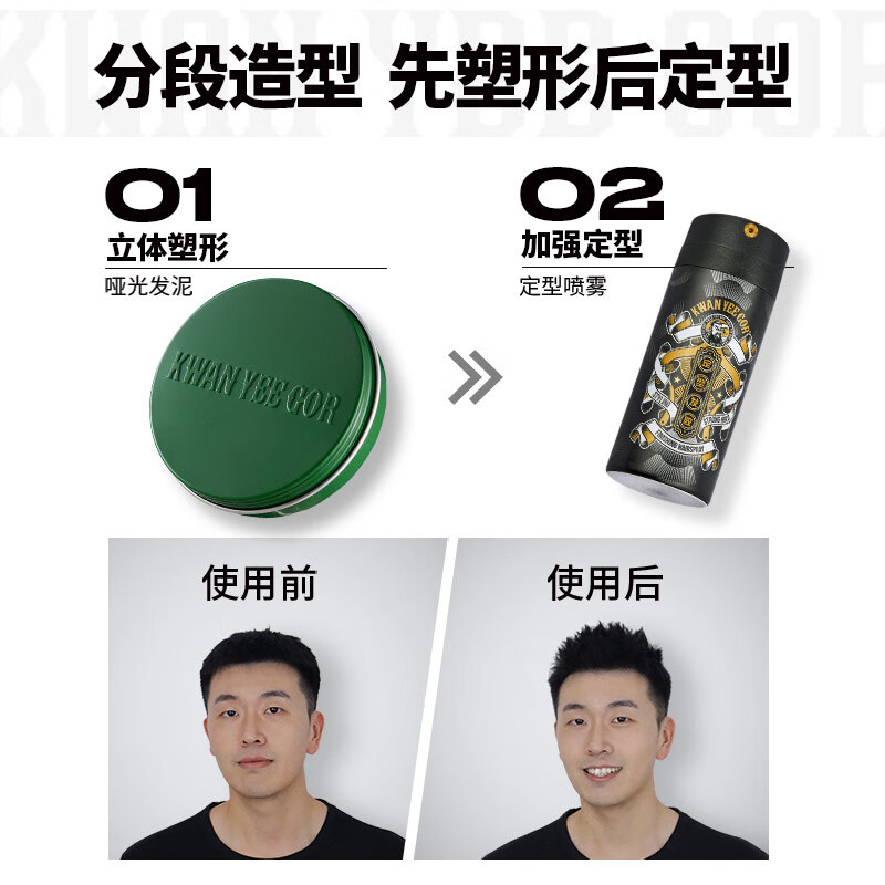关二哥男士造型发蜡哑光发泥差旅装随身携带20g发泥+99ml发胶 20g发泥+99ml发胶（差旅随行）