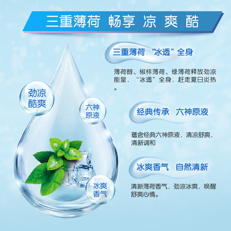 六神 沐浴露 劲凉酷爽沐浴露 三重薄荷 450ml*10瓶 新老装随机