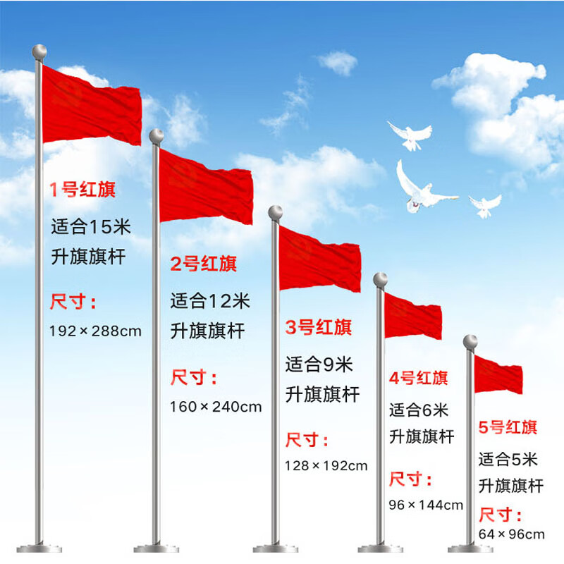易利丰（elifo）可定制定做纳米防水空白红旗旗帜纯色空白旗红色彩旗户外大红旗布 1号纳米红旗1面 192*288cm 1号空白红旗1面 不带旗杆