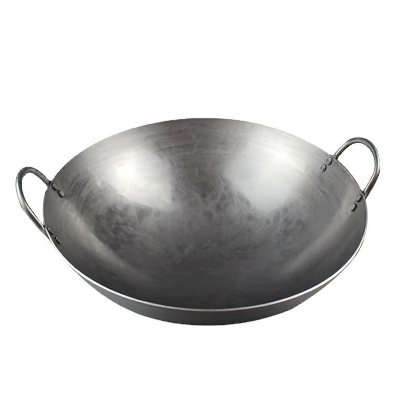 老两口 老式铁锅双耳手工不粘锅1.8厚 40cm 圆底未开锅 LLK921