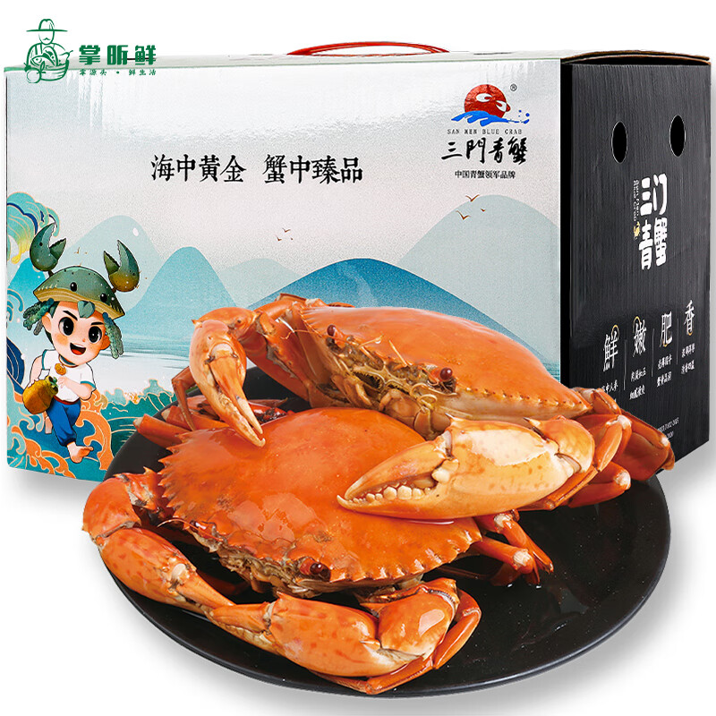 【活蟹】掌昕鲜三门青蟹 公母对蟹（8-9两/只）2只 生鲜活螃蟹父亲节送礼盒装源头直发 伴侣款 公母对蟹（8-9两/只）2只