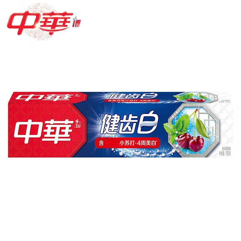 中华 健齿白牙膏【薄荷味155g+果香味155g】成人牙膏家庭装