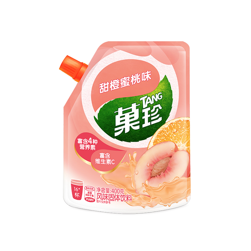 菓珍 甜橙蜜桃味 果珍维C冲饮壶嘴装400g 果汁粉速溶饮料(包装随机) 【清甜治愈】甜橙蜜桃味400g