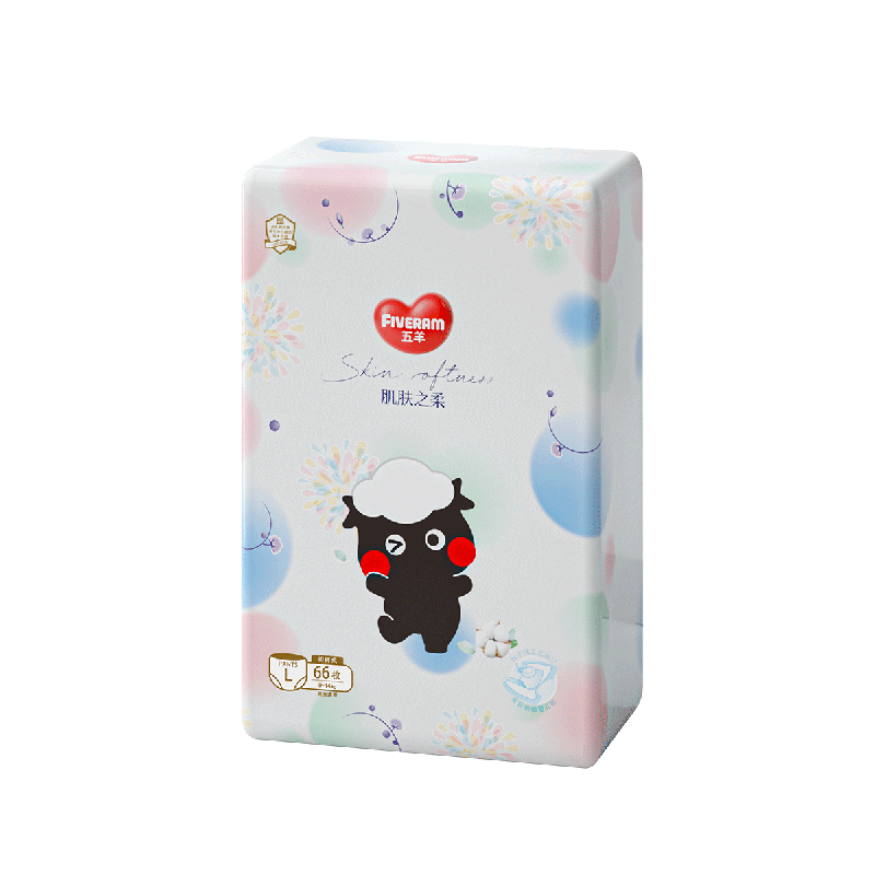 五羊（FIVERAMS）肌肤之柔婴儿成长裤L码66片(9-14kg)超薄透气拉拉裤尿不湿 肌肤之柔成长裤L 66片