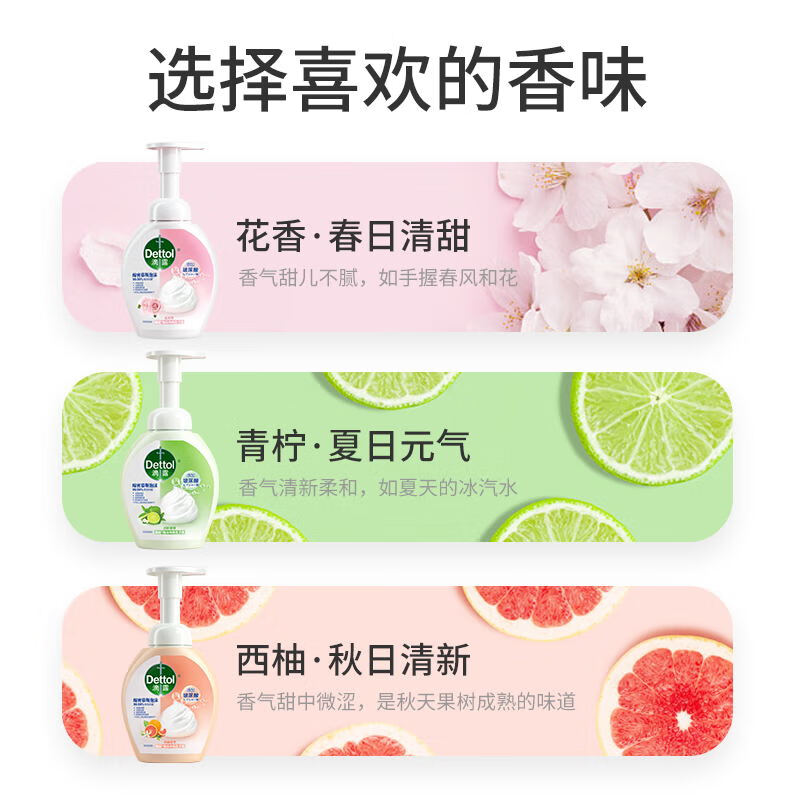 滴露（Dettol）泡沫洗手液青柠香250ml 消毒抑菌99.99% 儿童适用泡泡 玻尿酸保湿