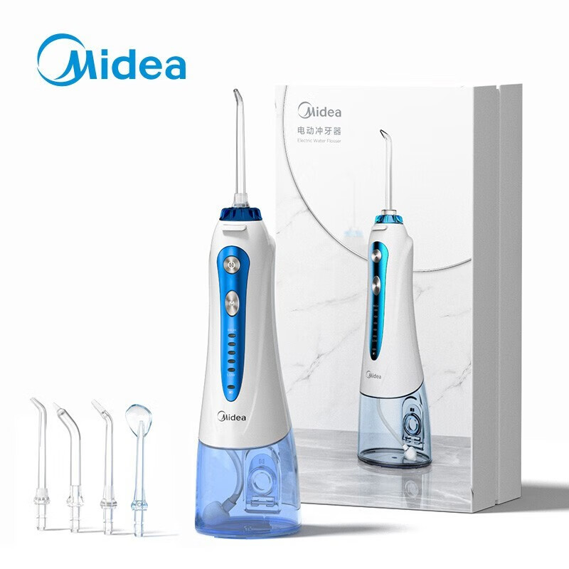 美的(Midea) 小蓝鲸冲牙器 便携洗牙器 家用洁牙器 MC-BJ0102 