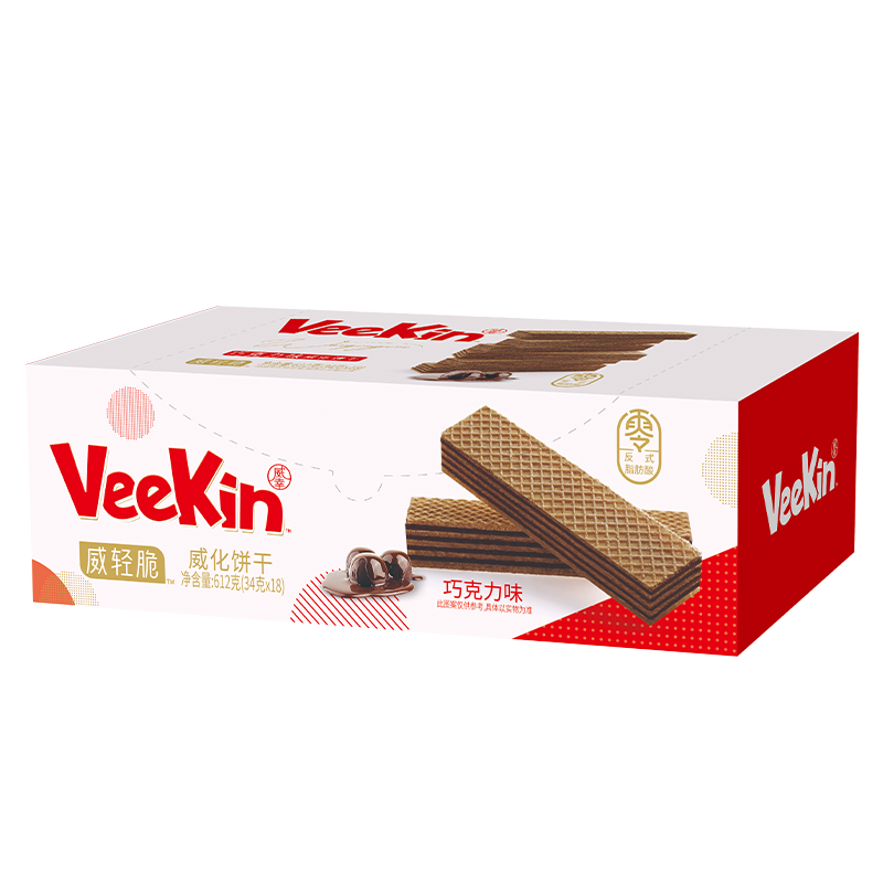 好吃点 VeeKin巧克力味威化饼干612g独立包装  办公室休闲零食野餐推荐