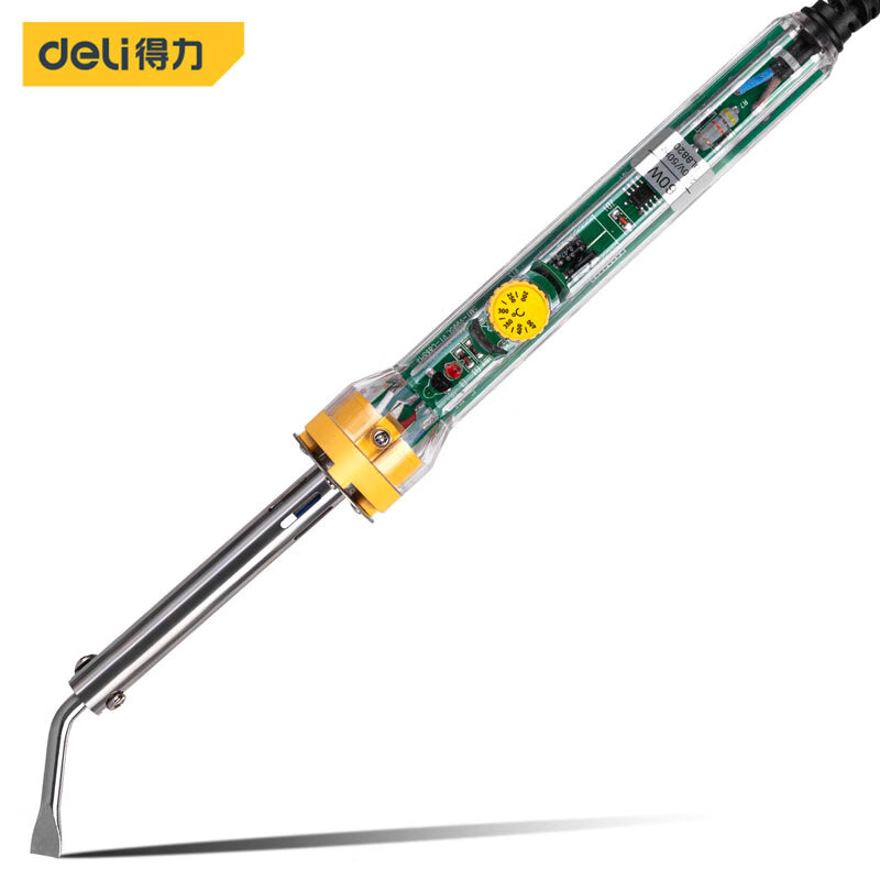 得力（deli）DL8820W 外热式调温电烙铁弯头(黄) 60W DL8820W