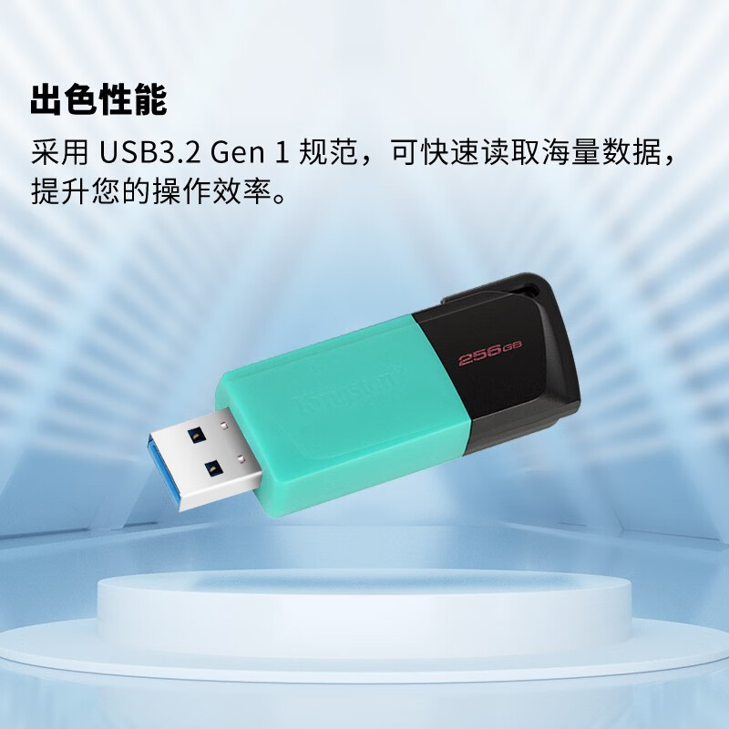 金士顿（Kingston）256GB USB3.2 Gen 1 U盘 DTXM 滑盖设计 多彩时尚