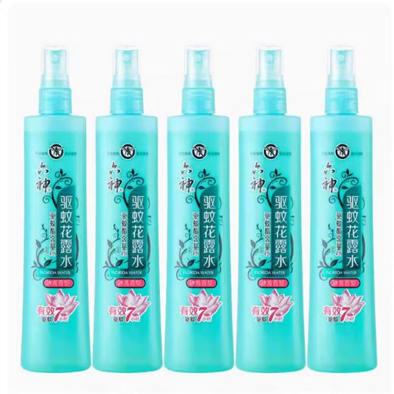 傅美六神驱蚊喷雾花露水冰莲香型驱蚊液蚊不叮180ml*5瓶 180ml*5瓶