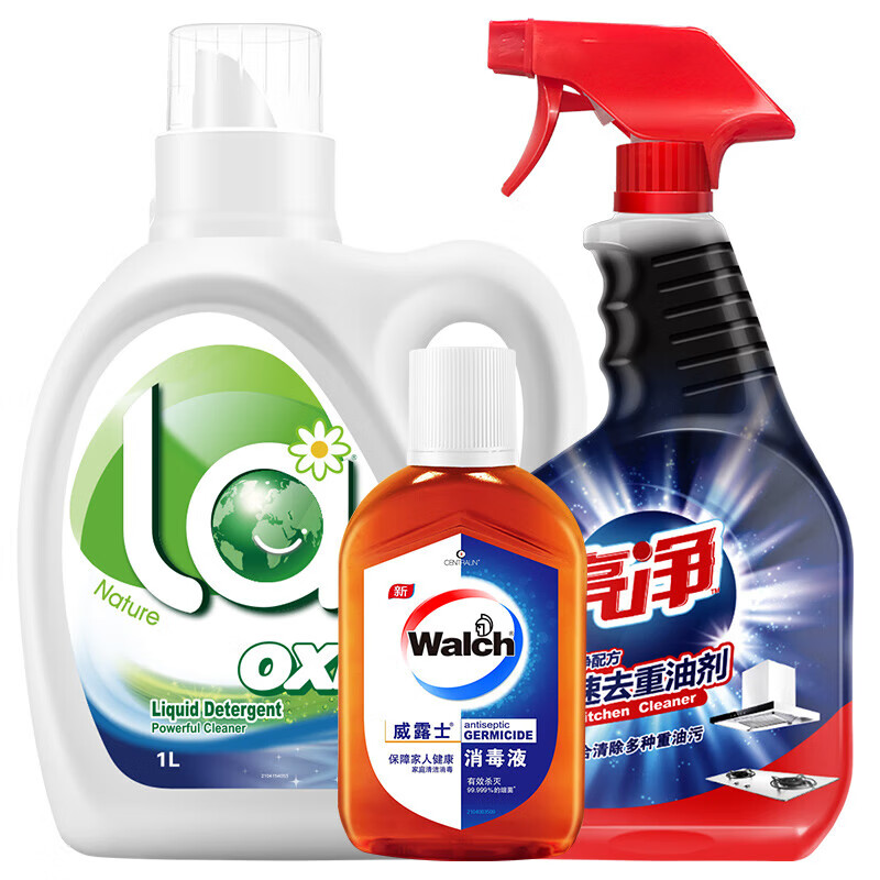威露士清洁洗护套装 La有氧洗衣液1L +消毒液170ml+去重油剂 1L  洗衣液 