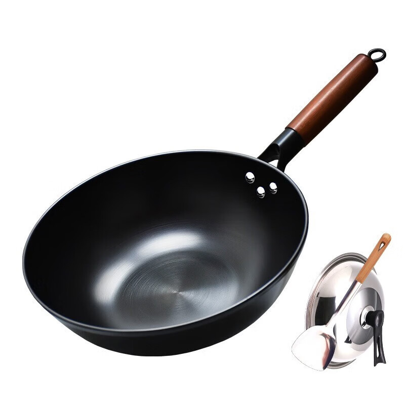 老两口-升级翻边平底铁锅32cm 通用传统老式炒锅LLK925
