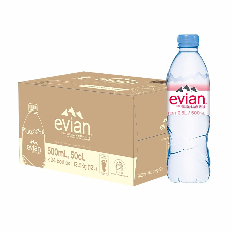 依云（evian）法国原装进口天然矿泉水500mlx24瓶(软瓶)饮用水新老包装随机发货 500ml*24瓶（软瓶装）