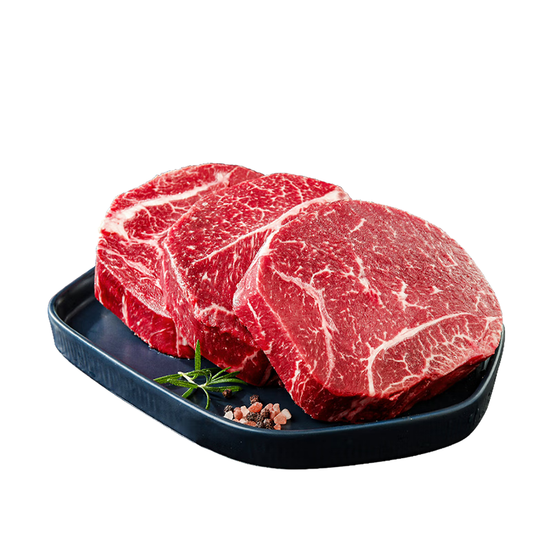 淳鲜四季X京东PLUS会员联名款 M3原切西冷牛排1kg/4-5片 安格斯牛肉生鲜