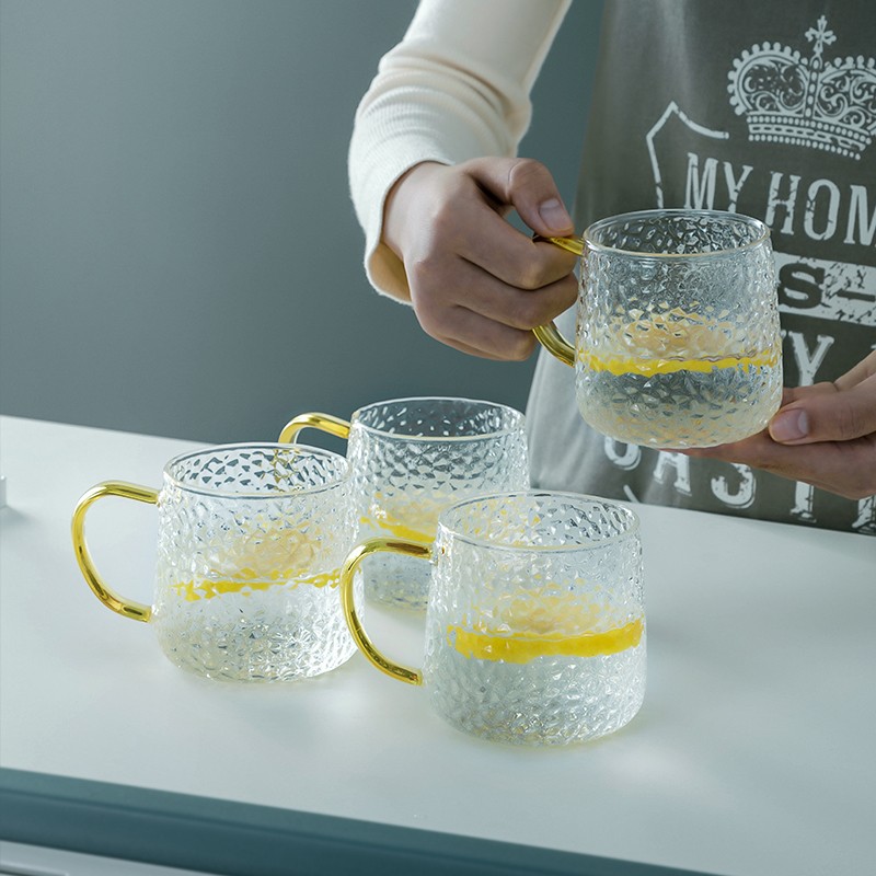 忆壶茶玻璃杯凉水杯耐高温大容量喝水杯果汁聚会聚餐杯架托盘套装7件套