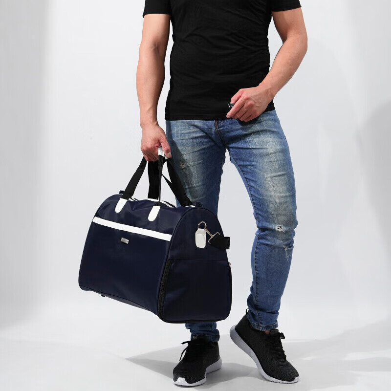 viney手提旅行包大容量可折叠行李包男女出差旅行袋运动包健身包藏青色旅游包