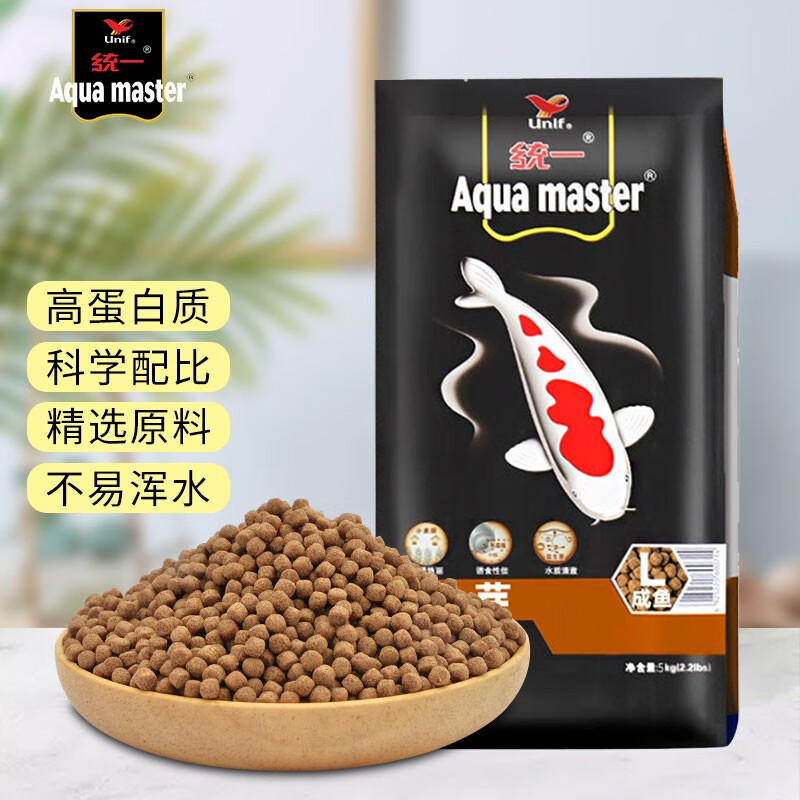 统一鱼粮 锦鲤金鱼饲料胚芽成鱼5kg 增红增艳不浑水 胚芽成鱼5KG
