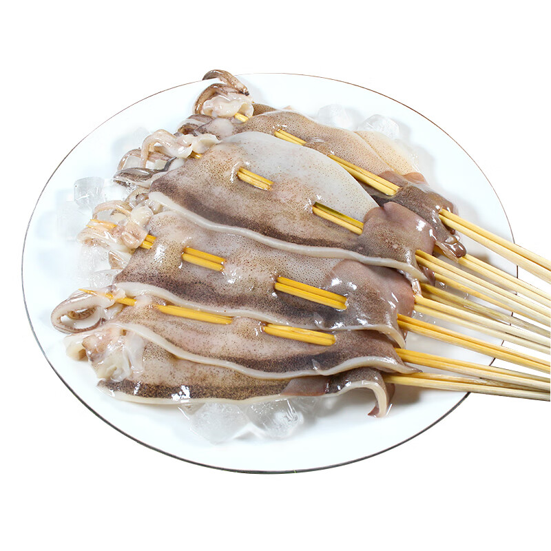 富海锦鱿鱼半支串560g 10-12串 轰炸大鱿鱼烧烤火锅食材海鲜水产软足类