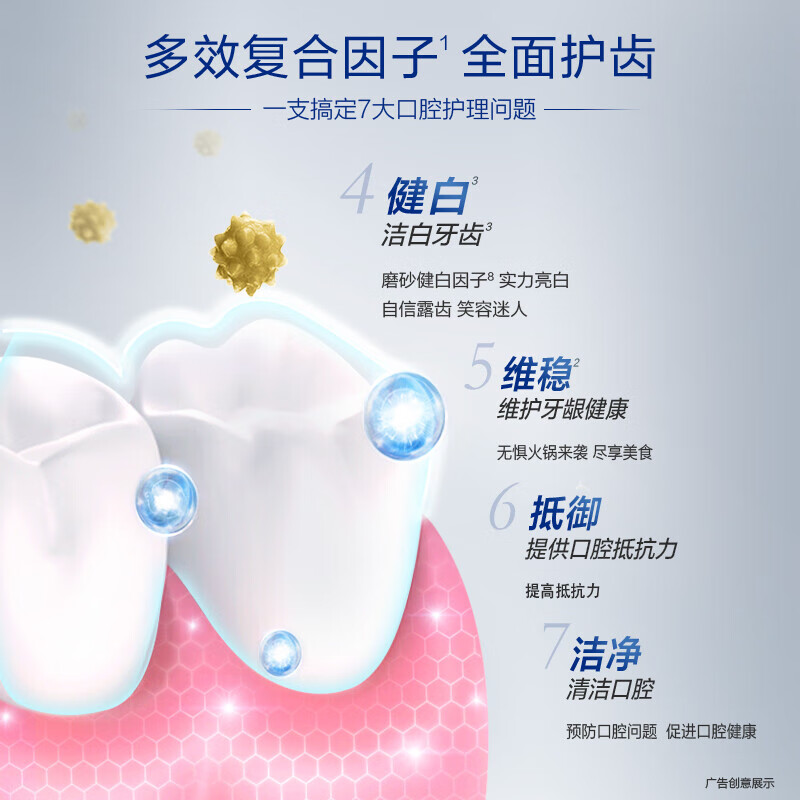 佳洁士全优7效强健牙釉质牙膏180g清新口气美白去牙渍含氟牙膏7效合1