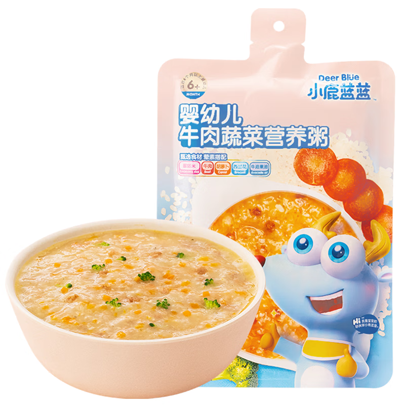 小鹿蓝蓝婴幼儿牛肉蔬菜营养粥120g果蔬杂粮主食宝宝辅食粥 婴标标准-牛肉蔬菜营养粥120g