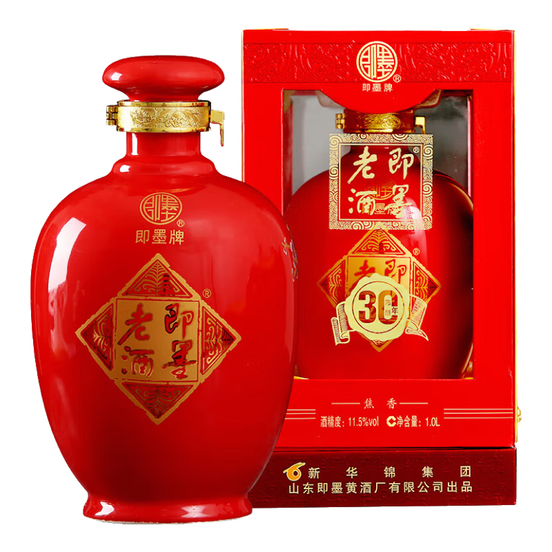 即墨老酒 花开富贵三十年 甜型 北方黄酒 1L*6坛 喜酒 整箱装 三十年 1L 6坛  