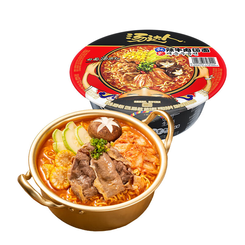 统一 方便面 汤达人 韩式辣牛肉 碗面 127g*12碗 整箱 韩式辣牛肉-整箱碗面