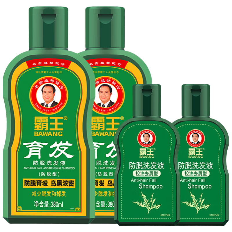 霸王育发防脱洗发水套装 防脱洗发液380ml*2+80ml*2 控油去屑洗发露 