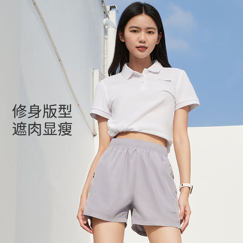 骆驼（CAMEL）棉感透气运动短袖T恤女简约POLO衫C45225Q2004-1白色XXL