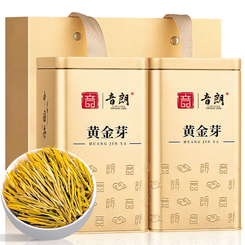 音朗茶叶绿茶 特级黄金芽明前2025新茶奶白茶叶礼盒送长辈2罐共150g 【甄选6A特级】黄金芽 75g*2罐