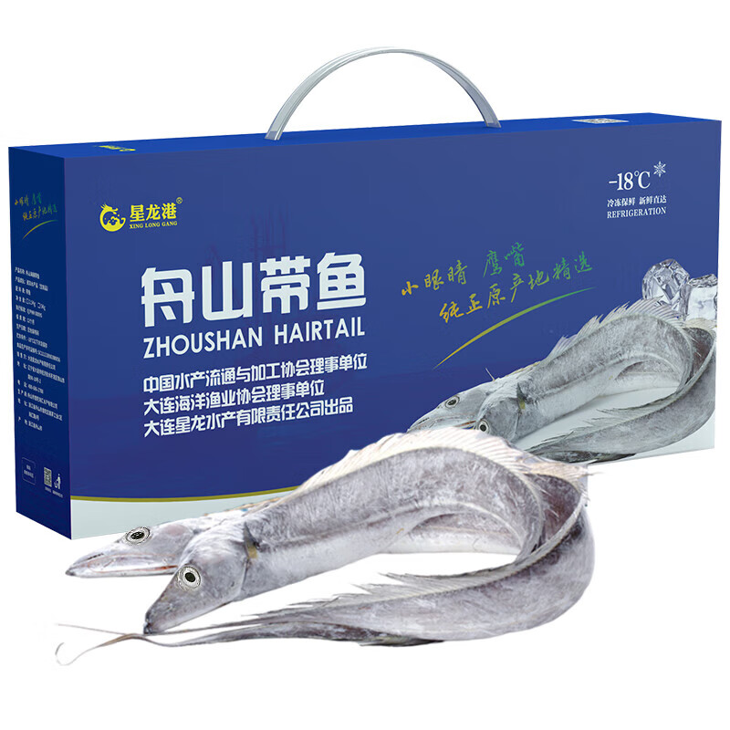 星龙港（XING LONG GANG）舟山冷冻带鱼 舟山冷冻鹰嘴小眼睛带鱼（12-15条）2.5kg/盒 