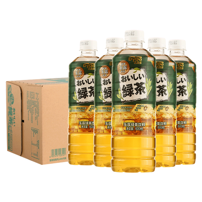 达亦多（DyDo）玉露绿茶饮料无糖茶饮料0糖0脂0卡 600ml*15瓶 整箱 【清甜回甘】绿茶15瓶
