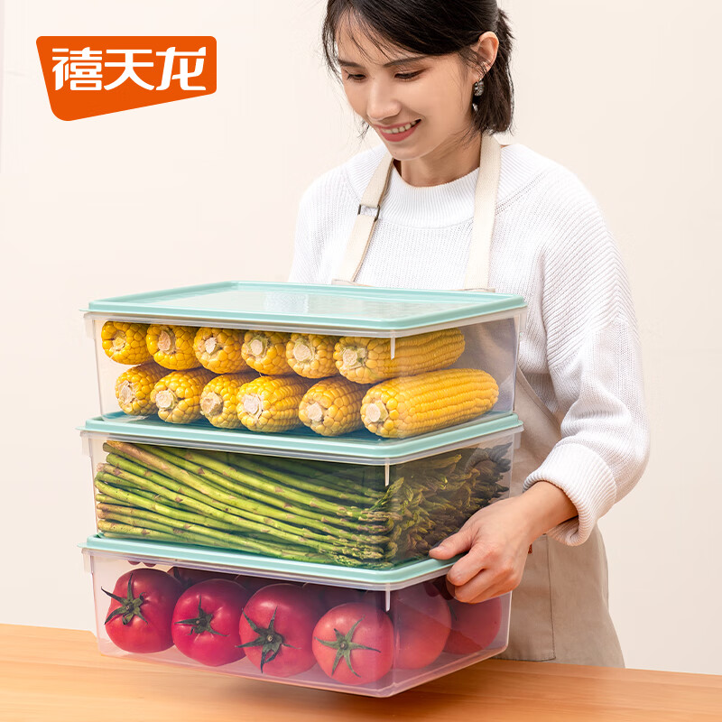 禧天龙冰箱保鲜盒食品级冰箱收纳盒塑料密封盒蔬菜水果冷冻盒 8L 1个 【8L 单支装】食品可接触级材质