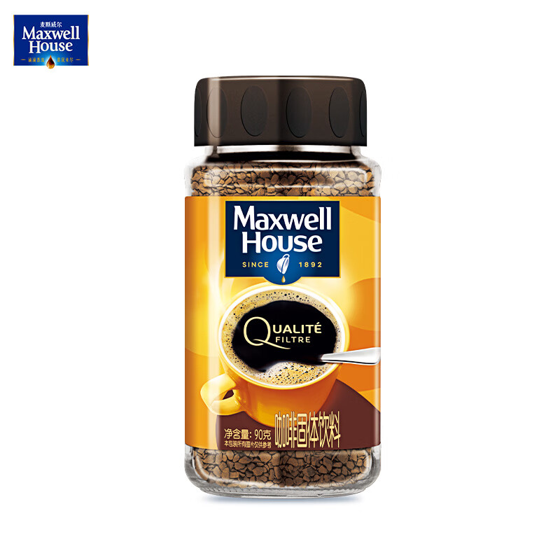 麦斯威尔（Maxwell House）冻干金咖啡90g瓶装 进口0糖0脂冰美式拿铁冷萃 速溶黑咖啡粉健身 【冻干金咖】罐装90g
