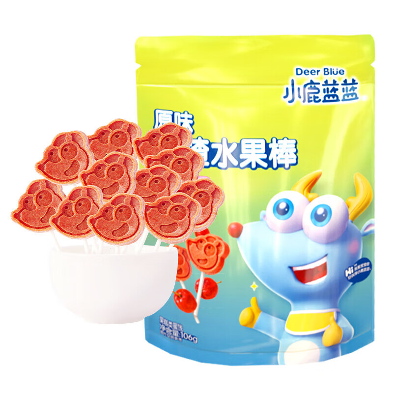 小鹿蓝蓝宝宝山楂棒原味 儿童零食宝宝零食山楂棒棒糖新鲜果干制作106g/袋 