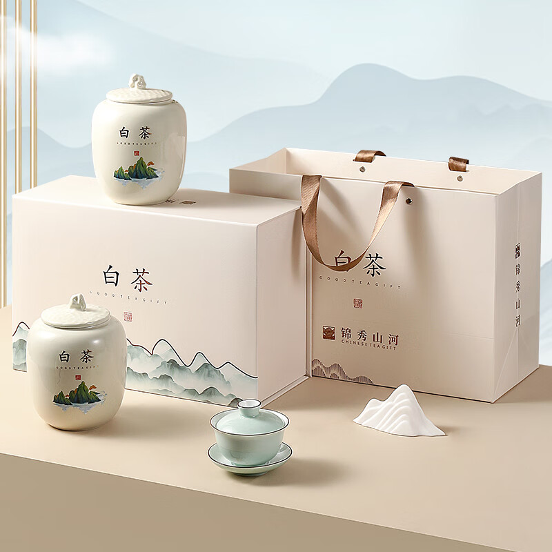 新旭堂绿茶茶叶白茶安吉礼盒2025新茶春茶明前特级父亲节日礼送长辈200g 【瓷罐白茶礼盒】 200g*1盒