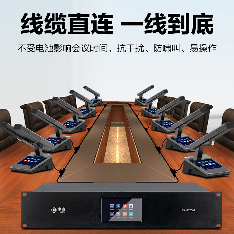 惠度（HuiDu）HD-8120M有线手拉手全数字会议系统话筒IP视像跟踪双机热备份台面式麦克风一拖十 